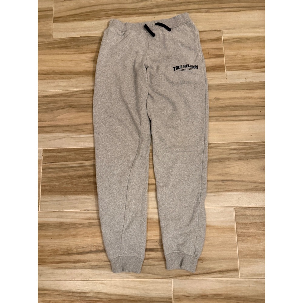 True Religion Mens Logo Jogger Sweatpants Heather Gray XL Drawstring Fleece